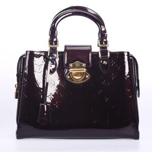 Louis Vuitton Deep Burgundy Patent Monogram Satchel with Gold Hardware